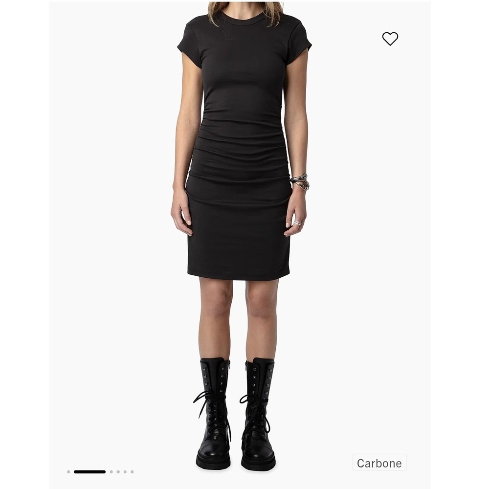 Zadig & Voltaire Women XS Aida HJ Stud Ruched Open Back Mini Dress Black Bodycon
